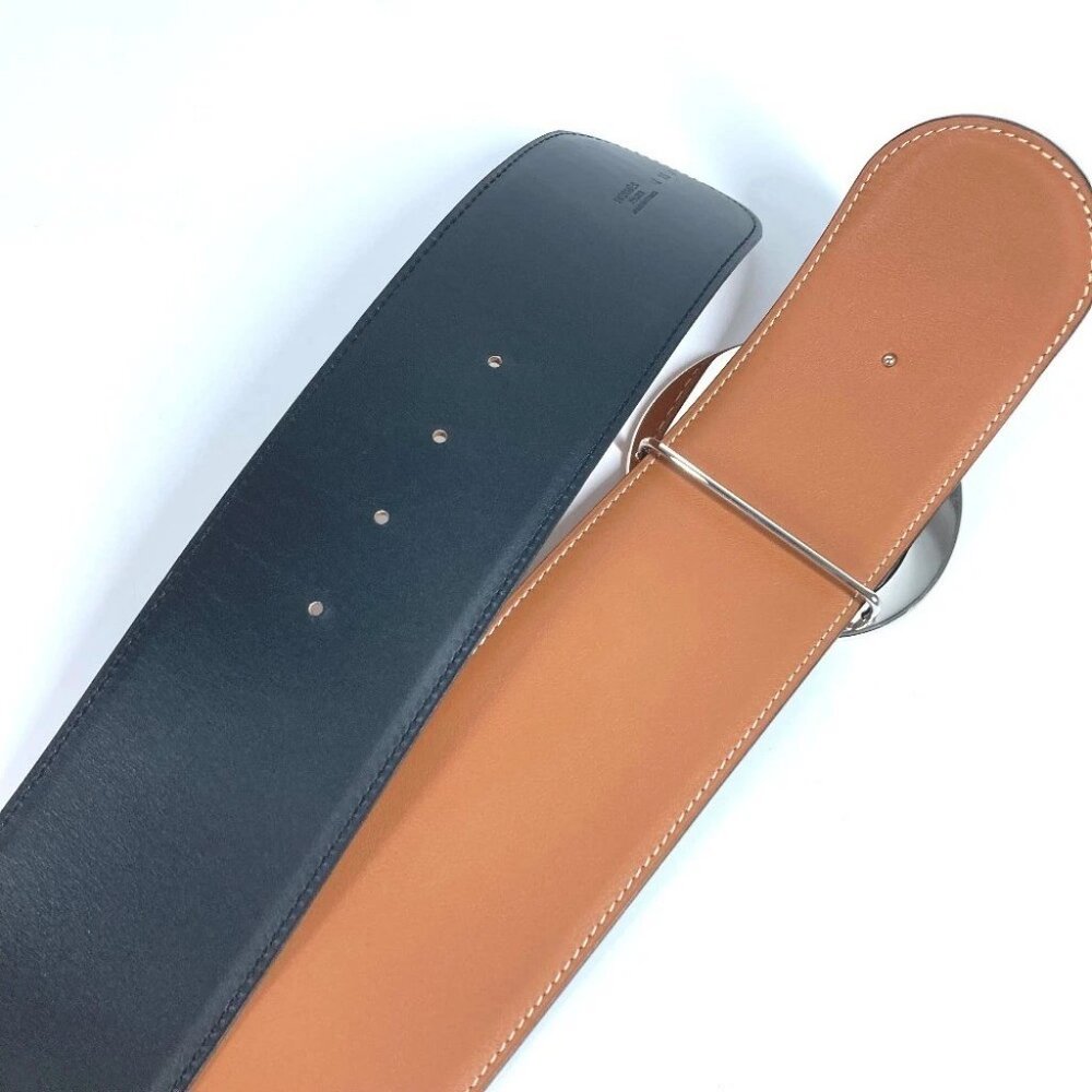 HERMES Thick belt Accessories Buckle Belt belt Leather Black/SilverHardware - Picture 7 of 10
